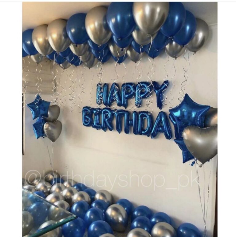 Blue and silver birthday package